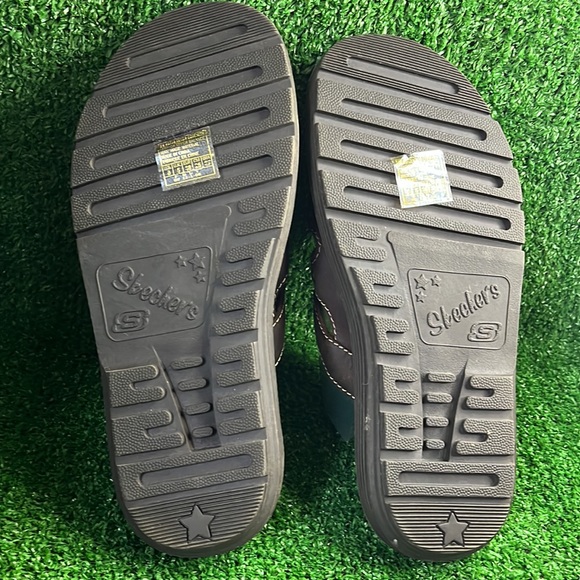 Skechers Leather Crossed Strap Wedge Sandals - Picture 3 of 7